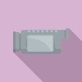 Small camcorder icon flat vector. Video camera