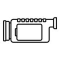 Small camcorder icon outline vector. Video camera