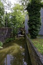 Small canal surrounded with green trees Royalty Free Stock Photo