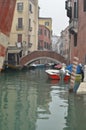 small canal venice italy romatic gondoliere bridge beautiful Royalty Free Stock Photo