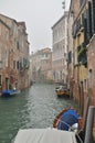 small canal venice italy romatic gondoliere bridge beautiful Royalty Free Stock Photo