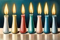 7 small candles in a row