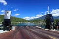 Upper Arrow Lake Ferry leaving Shelter Bay on the Way to Galena Bay near Revelstoke, British Columbia, Canada Royalty Free Stock Photo