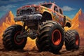 Small car monster truck. Generate Ai Royalty Free Stock Photo