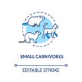 Small carnivores concept icon. Wild and domestic animals. Food chain predators. Land ecosystem idea thin line