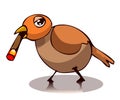 Small Cartoon Bird with a Cigar.