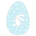 Small Cartoon Easter Bunny Kid inside Cute Chick Egg. Easter or Nursery Vector Illustration. Soft grey and blue pastel colors Royalty Free Stock Photo