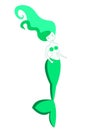 Small, cartoon, fairy, turquoise, magical, mermaid, isolated.