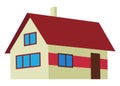 Small cartoon house. Rural family house icon isolated on white background. Vector cartoon illustration