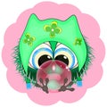 A small cartoon owl with a bubble of chewing gum. Vector Royalty Free Stock Photo
