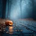 Small carved pumpkin jack-o'-lantern Royalty Free Stock Photo