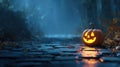 Small carved pumpkin jack-o'-lantern Royalty Free Stock Photo