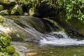 Small cascade among the vegetation of the tropical forest in its natural state Royalty Free Stock Photo