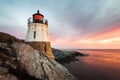 Castle Hill Lighthouse Newport Rhode Island at Sunset Royalty Free Stock Photo