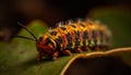 Small caterpillar crawls on green leaf in nature outdoors generated by AI Royalty Free Stock Photo