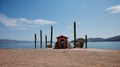 Small Catholic shrine on the sea of Cortez. Playa el Burro, Mulege, Baja California Sur, Mexico Royalty Free Stock Photo