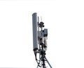Small Cell 3G, 4G, 5G. Macro Base Station or Base Transceiver Station on electricity post. Wireless Communication Antenna Transmit