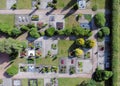 small cemetery near a village, aerial photo vertically from above Royalty Free Stock Photo