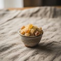 A small ceramic bowl containing irregularly Royalty Free Stock Photo
