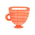 Small ceramic cup for drinking tea. Pottery for hot drinks. Vintage utensil. Flat vector icon with texture Royalty Free Stock Photo