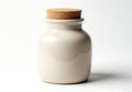 Small ceramic jar with cork stopper Royalty Free Stock Photo