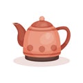 Small teapot with handle, lid and long spout. Kitchen utensil. Kettle for boiling water. Flat vector for banner or Royalty Free Stock Photo