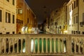 small channel in lagoon city venice at night. long exposure Venezia Italy Royalty Free Stock Photo