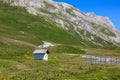 Small chapel on alpine meadow in France. Royalty Free Stock Photo