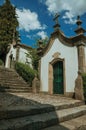 Small chapel in baroque style next to stone staircase Royalty Free Stock Photo