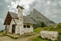 Small chapel in Falzarego pass in Dolomites