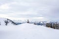 Small chapel on the mountain Wallberg covered with snow, Bavarian Alps, Bavaria, Germany