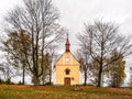 Small Chapel of Saint John of Nepomuk, or John Nepomucene, at Zubri, Trhova Kamenice, Czech Republic Royalty Free Stock Photo