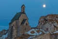 Small chapel on the summit of Wendelstein mountain at full moon Royalty Free Stock Photo