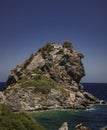 A small chapel on top of the rock in Greek island Royalty Free Stock Photo