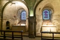 Small chapels with altars in the underground crypt of the historic Canterbury Cathedral