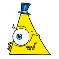 Small character freemasonry pyramid illustration cartoon character