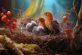 small chicks in nest waiting for mother bird to return Royalty Free Stock Photo