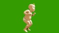 A small child dancing against a green screen. 3D rendering animation of small dancing children. Looped animation.