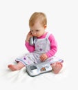 The small child with phone Royalty Free Stock Photo