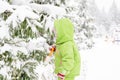 Small child playing with first snow Royalty Free Stock Photo