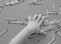 A small child plays with matches, takes matches from the table, close-up, black and white, fire, matches and child Royalty Free Stock Photo