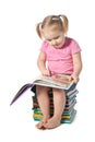 Small child reading a book Royalty Free Stock Photo