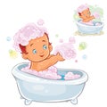 Small child take a bath with foam Royalty Free Stock Photo