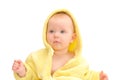Small child in yellow hood Royalty Free Stock Photo