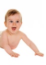 Small children in diapers baby lies on the ground Royalty Free Stock Photo