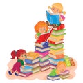 Small children reading a book