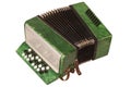 Small children retro bayan accordion. Folk musical instrument