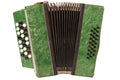 Small children retro bayan accordion. Folk musical instrument