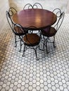 Child-Sized Wooden Table and Iron Chairs