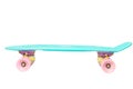 Small children skateboard bright colors on a white background